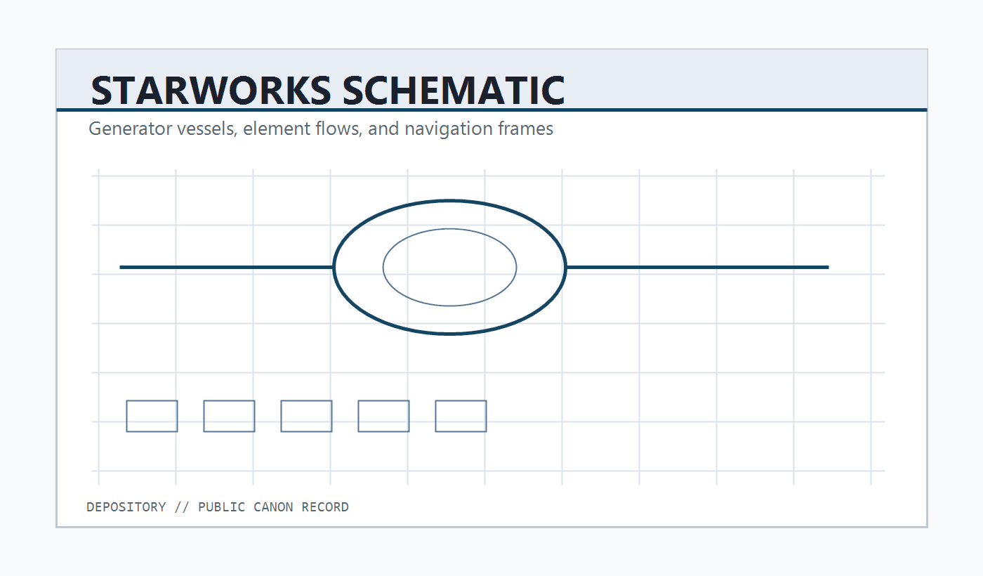 Generated starworks schematic plate showing generator rings and technical grid lines.